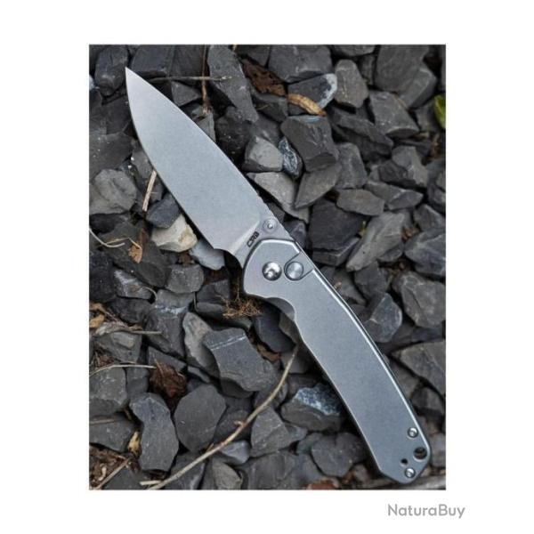 Couteau CJRB Pyrite Steel Lame Acier AR-RPM9 Manche Stonewashed Steel IKBS Button Lock J1925ST