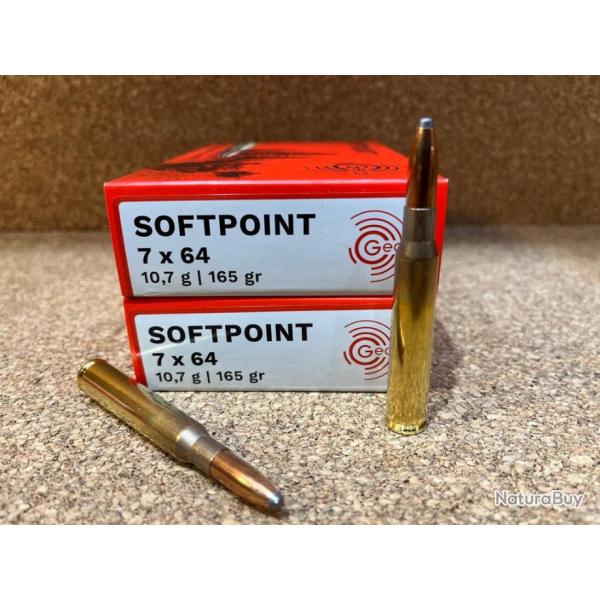 LOT DE 2 BOITES DE 20 CARTOUCHES GECO 7X64 DEMI BLINDEE 10.7 GR