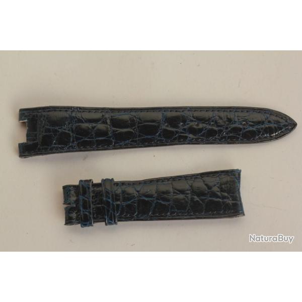 ASPREY Bracelet montre croco bleu marine 19 mm