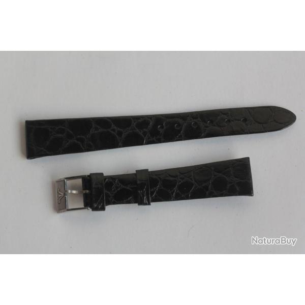 Bracelet montre Wittnauer 16 mm croco noir + boucle vintage