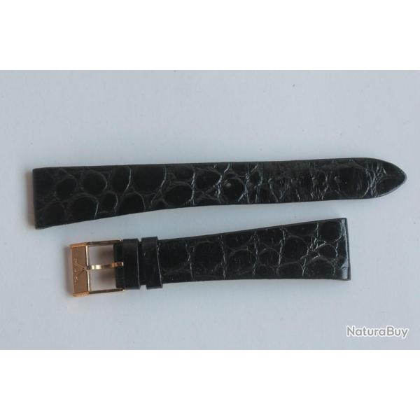 Bracelet montre Wittnauer 17 mm croco noir + boucle vintage