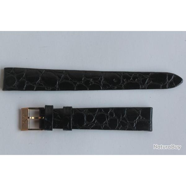 Bracelet montre Wittnauer 17 mm croco noir + boucle vintage