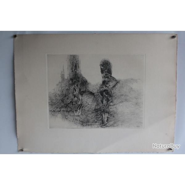 Lithographie originale Le vermoulu et le pliss� Hans BELLMER 1940