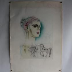 Lithographie originale Profil de Romaine Luben DIMANOV