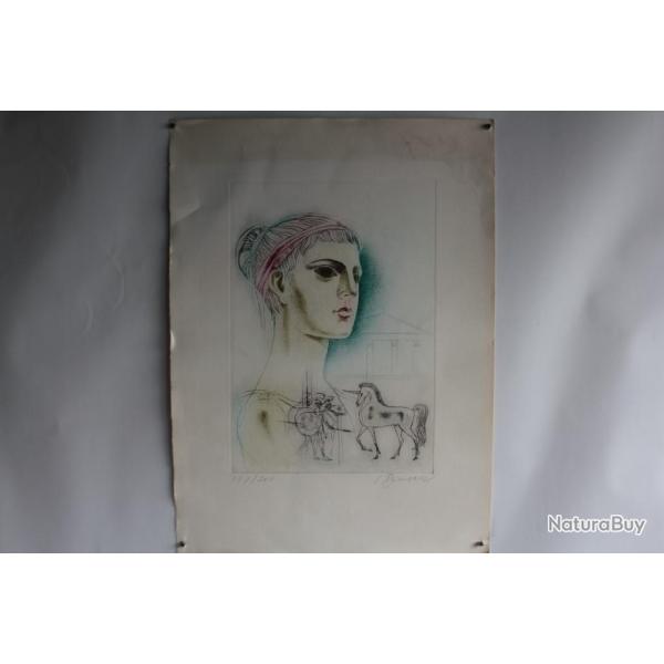 Lithographie originale Profil de Romaine Luben DIMANOV