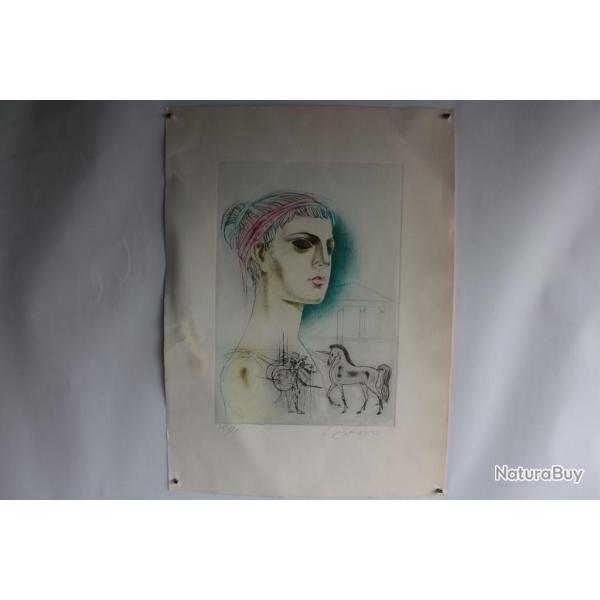 Lithographie originale Profil de Romaine Luben DIMANOV