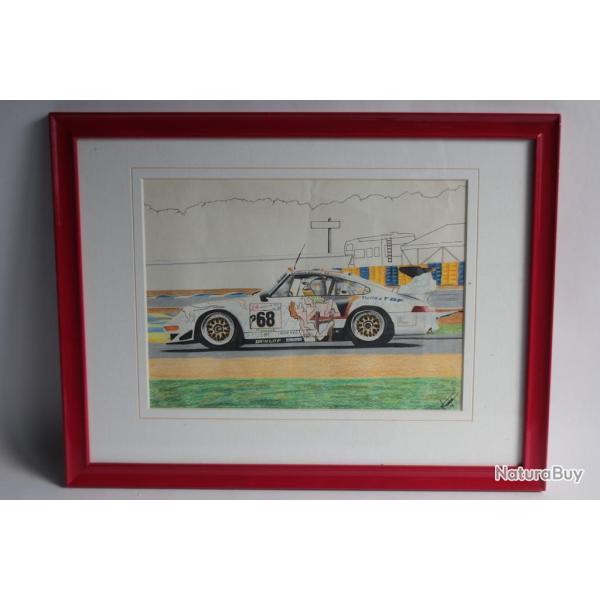 Dessin original Automobile Porsche  911 GT2 Wolinski 24h Mans Arman