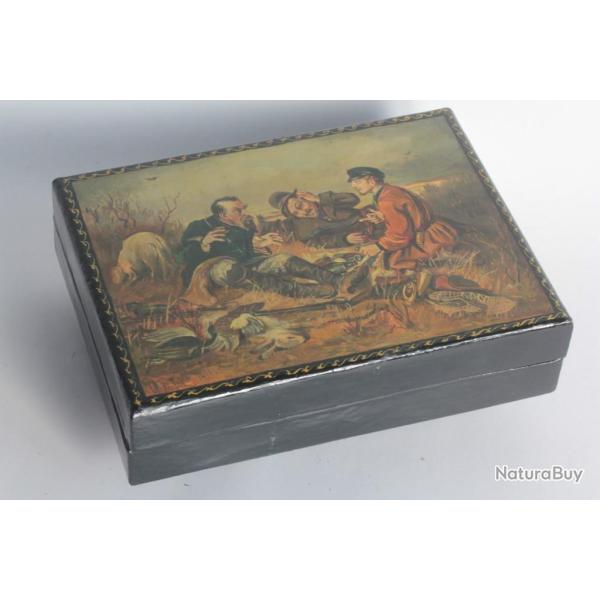 Bo�te laqu�e Russe Fedoskino Hunters at Rest Vasily Perov Chasseurs