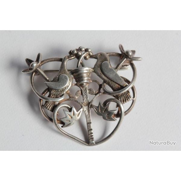 Broche argent Ola M Glorie Colombes Arbre de la vie Bijoux