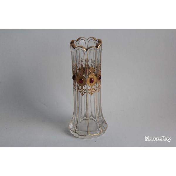 Vase cristal Boh�me cabochons verre XIXe si�cle