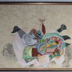 Tableau peinture Roberto Curoso Nature morte Cubiste