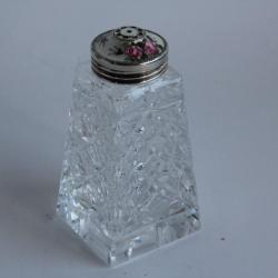 Saupoudreuse cristal taillé argent guilloché émaillé Hroar Prydz Norvège