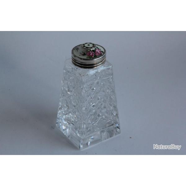 Saupoudreuse cristal taill� argent guilloch� �maill� Hroar Prydz Norv�ge