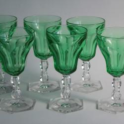 VAL SAINT LAMBERT 6 Verres cristal vert ouraline Lalaing