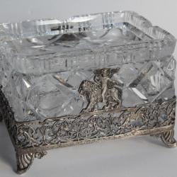 Boite à cigarettes Cendrier cristal et argent