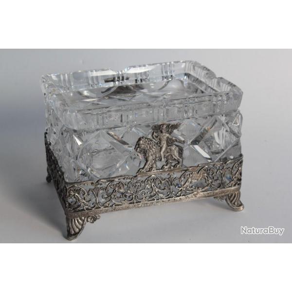 Boite � cigarettes Cendrier cristal et argent
