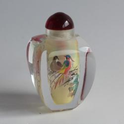 Flacon tabatière verre peint Chine Chine Snuff bottle reverse painted