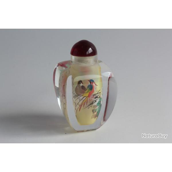 Flacon tabati�re verre peint Chine Chine Snuff bottle reverse painted