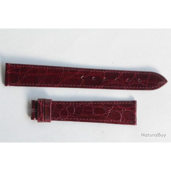 Bracelet montre Universal Gen�ve croco bordeaux 16 mm vintage