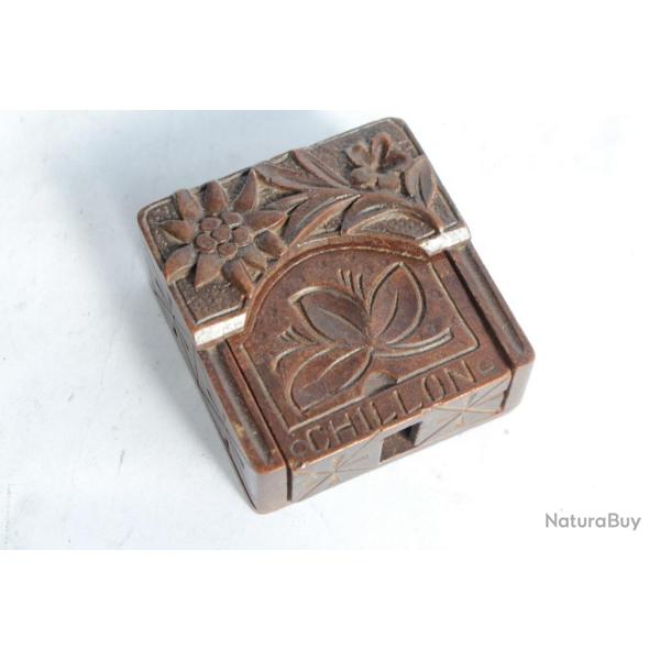 Boite Porte montre de gousset bois sculpt� Chillon Art populaire