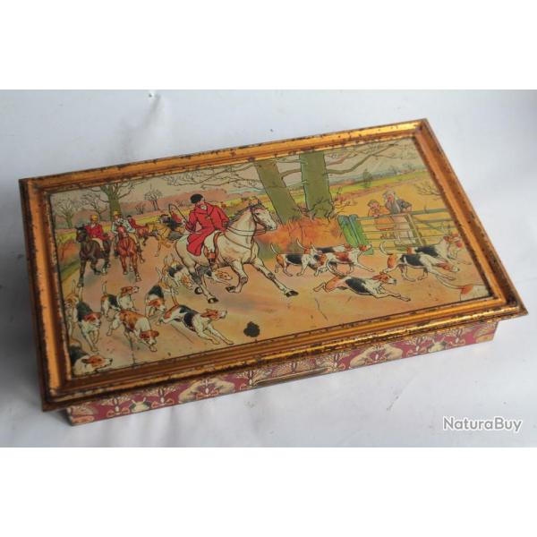 Bo�te � biscuit t�le lithographi�e Huntley Palmers Chasse Cecil Aldin