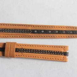 Bracelet montre Universal Genève cuir marron et noir 16 mm vintage