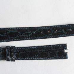 Bracelet montre Universal Genève croco bleu marine 17 mm vintage