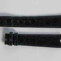 Bracelet montre Universal Genève croco bleu marine 17 mm vintage