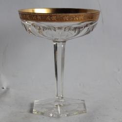 Coupe &agrave; champagne cristal Boh&egrave;me frise dor&eacute;e Vignes