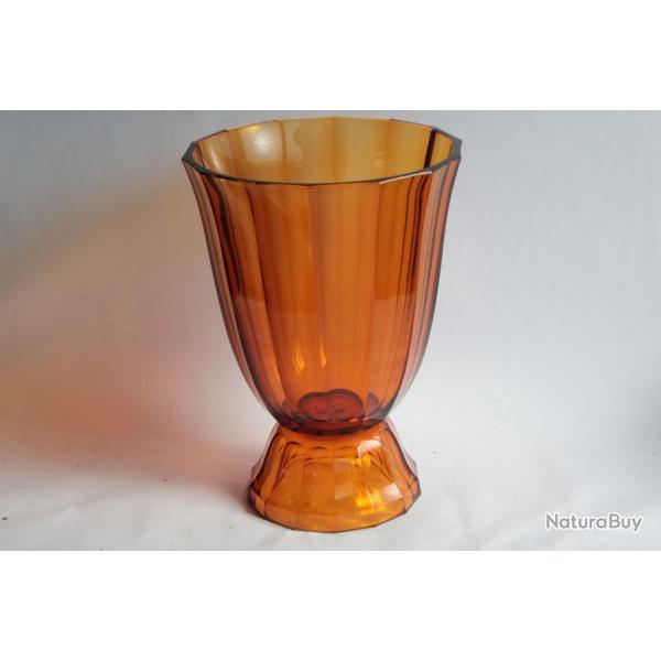 Grand vase verre ambre MOSER Karlsbad Josef HOFFMANN