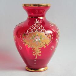 Vase verre rouge &eacute;maill&eacute; Venise Italie Red venitian glass