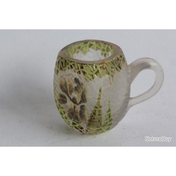 Ancien verre � liqueur �maill� Art nouveau