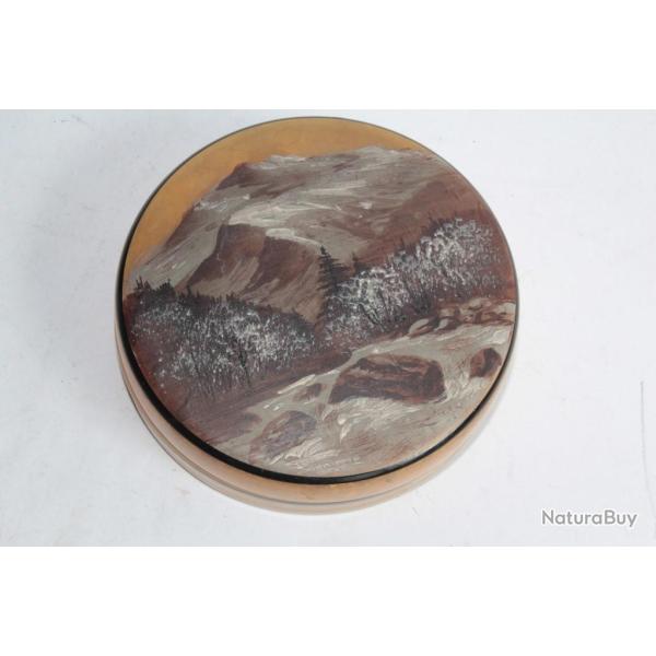 Boite verre �maill� peinture Montagne suisse