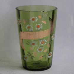 Verre à l'urane émaillé Marguerites