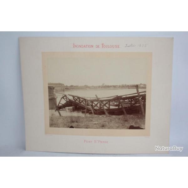Ancienne photographie Inondation de Toulouse Pont St Pierre Provost 1875