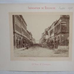 Ancienne photographie Inondation de Toulouse St Cyprien Provost 1875