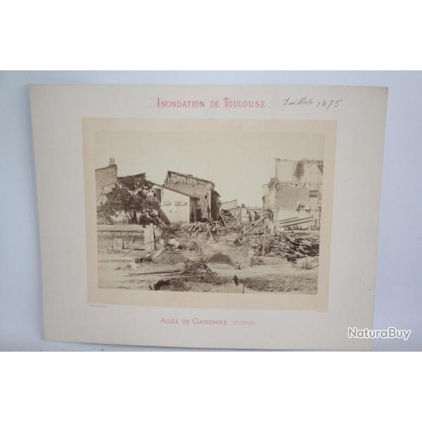 Ancienne photographie Inondation de Toulouse St Cyprien Provost 1875