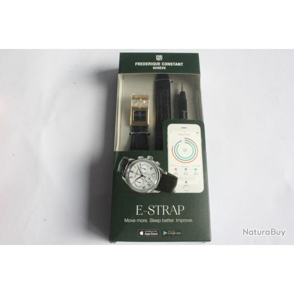 FREDERIQUE CONSTANT Bracelet connect� e-Strap cuir noir 22 mm
