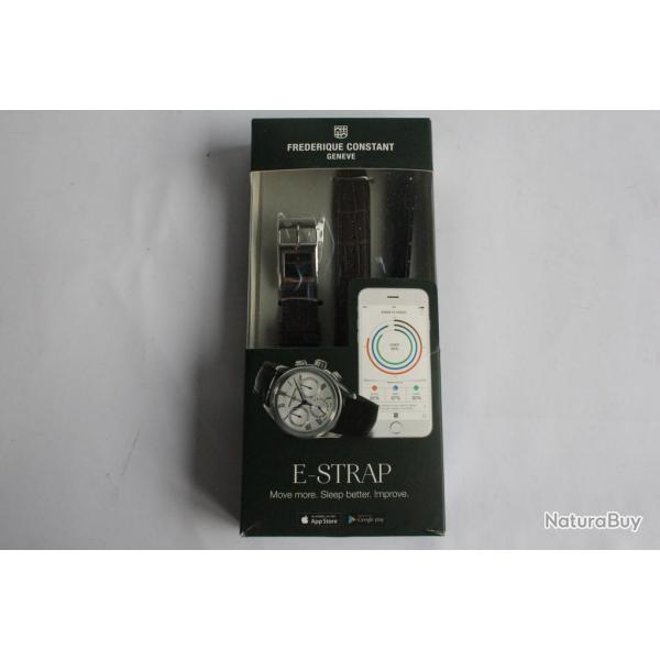 FREDERIQUE CONSTANT Bracelet connect� e-Strap cuir marron fonc� 22 mm