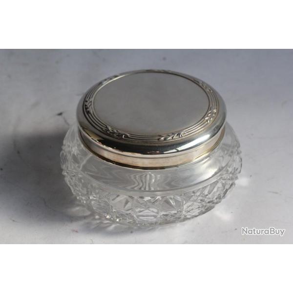 Bonbonni�re cristal et argent massif Angleterre