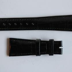 PATEK PHILIPPE Bracelet montre cuir noir brillant 22 mm