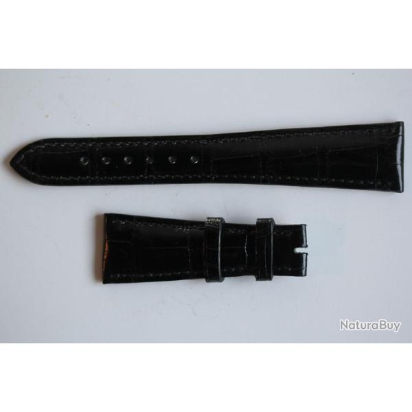PATEK PHILIPPE Bracelet montre cuir noir brillant 22 mm