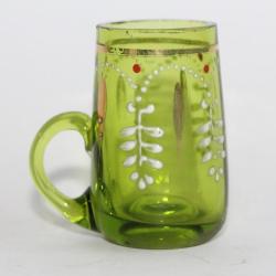 Ancien verre à liqueur vert émaillé