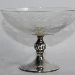 Coupe à champagne argent et cristal taillé