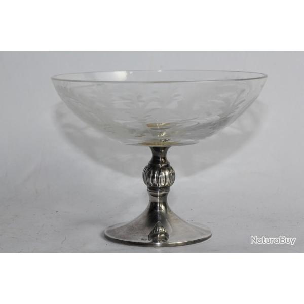 Coupe � champagne argent et cristal taill�