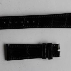 PATEK PHILIPPE Bracelet montre cuir noir brillant 20 mm