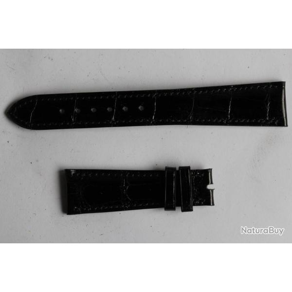 PATEK PHILIPPE Bracelet montre cuir noir brillant 20 mm