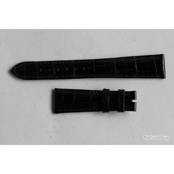 PATEK PHILIPPE Bracelet montre cuir noir brillant 20 mm