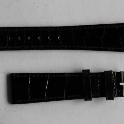 PATEK PHILIPPE Bracelet montre cuir noir brillant 20 mm
