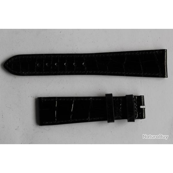 PATEK PHILIPPE Bracelet montre cuir noir brillant 20 mm